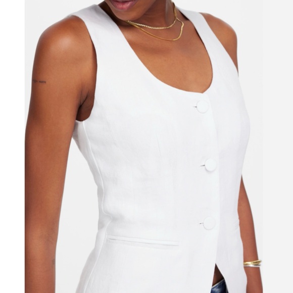 Madewell 100% Linen Scoopneck Cutaway Vest Top Salt White Size 4 NWT - Picture 3 of 10